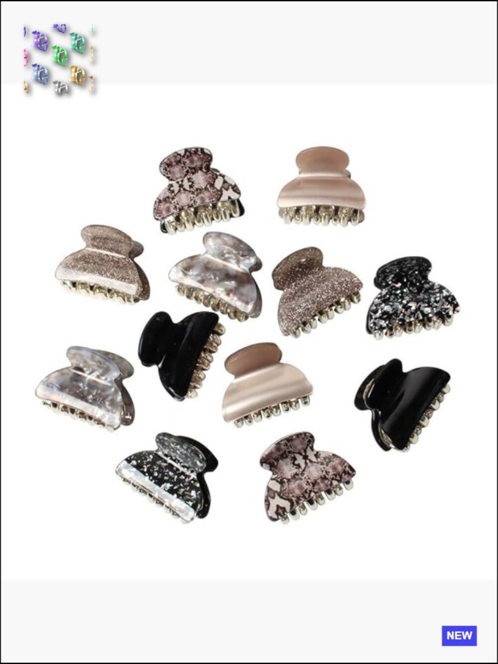 12-Pack Medium Acrylic Hair Claw Clips - Floral Printed No-Slip Grip Jaw Clips